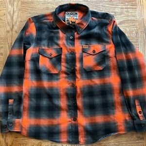 DIXXON FLANNEL Women’s XL burnt orange, gray, black, LIKE NEW